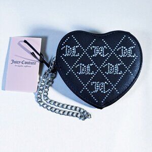 Juicy Couture Black Crystal Crush Heart Zip Around NWT